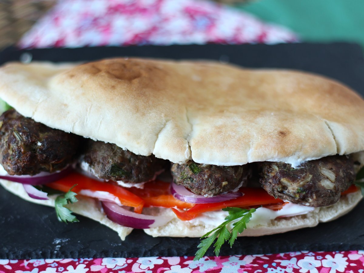 Turkish Köfte meatball sandwiches in kebab bread - photo 3