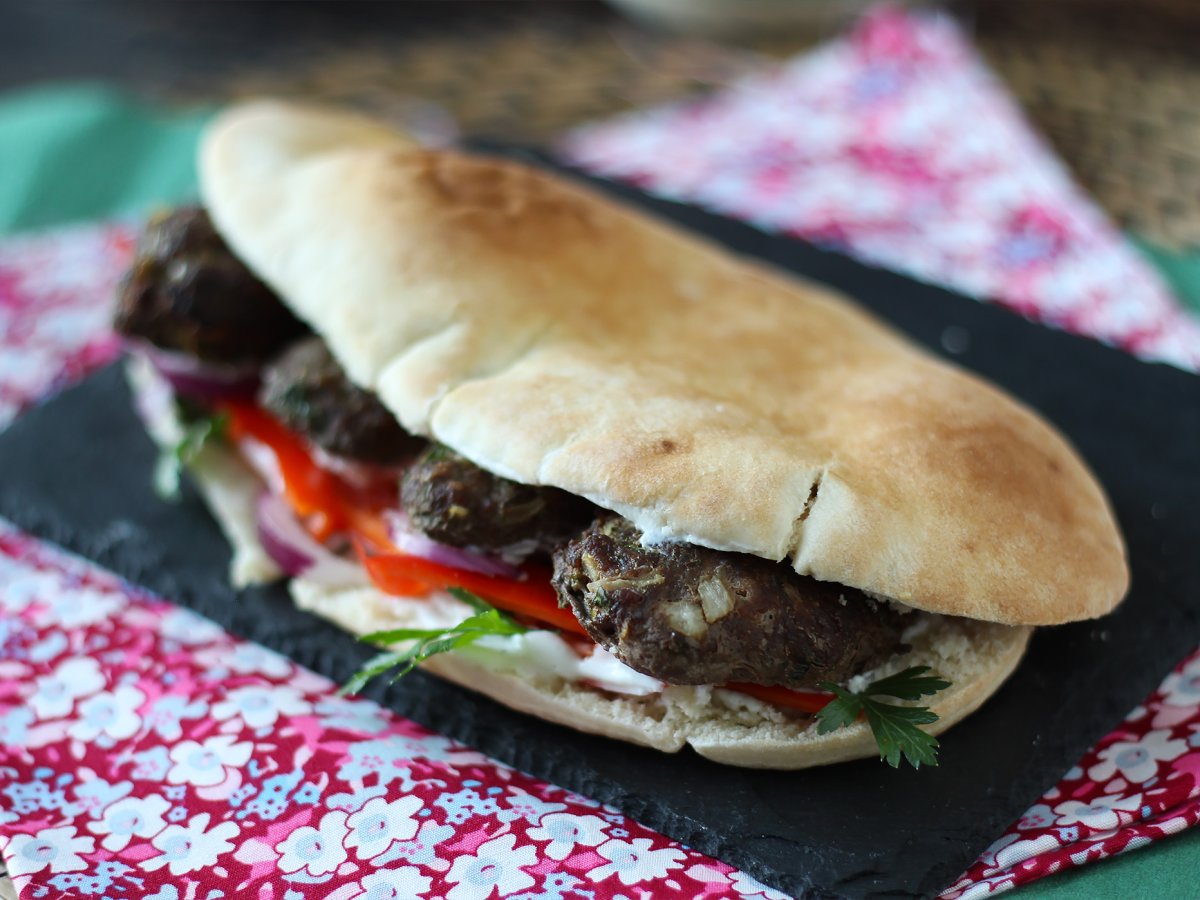 Turkish Köfte meatball sandwiches in kebab bread - photo 4