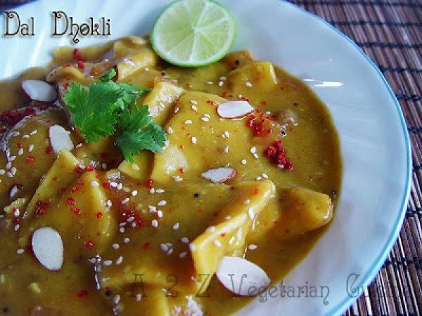 Tuver Ni Dal Dhokli (Wheat Flat Bread Strips in Lentil Soup)