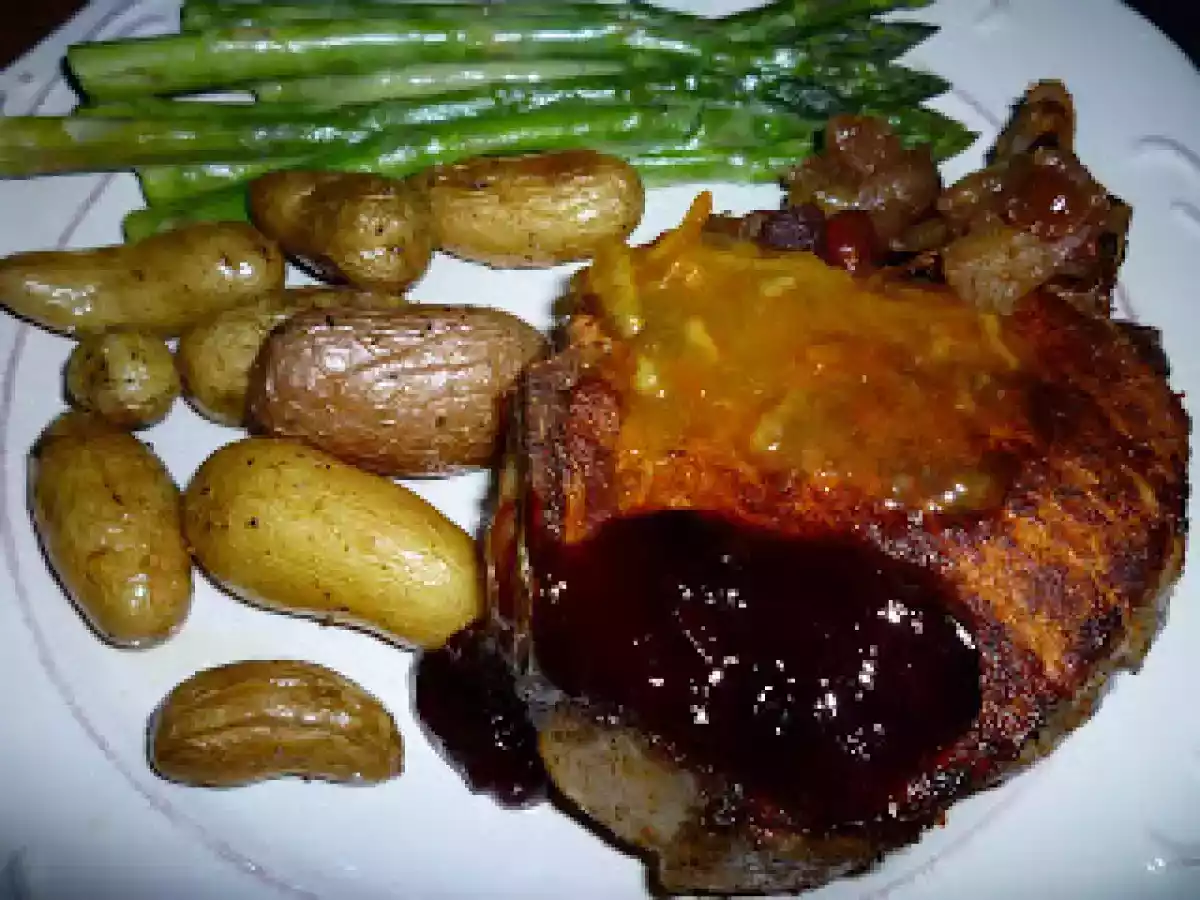 Two Color Soup and Stuffed Pork Chops with 3 Sauces - photo 2