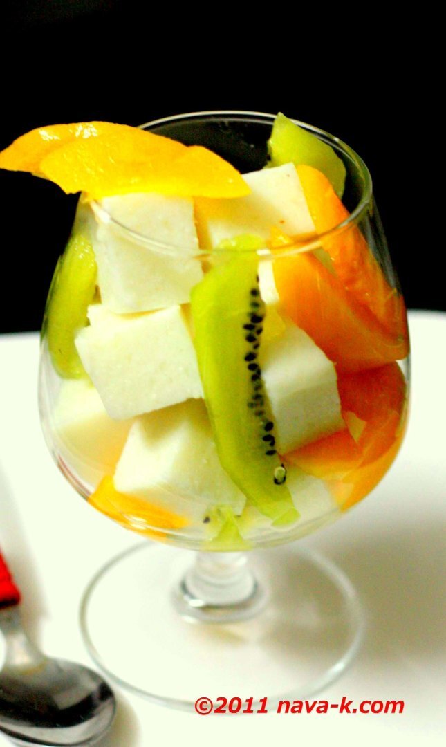 Vanilla almond jelly with fruits Recipe Petitchef