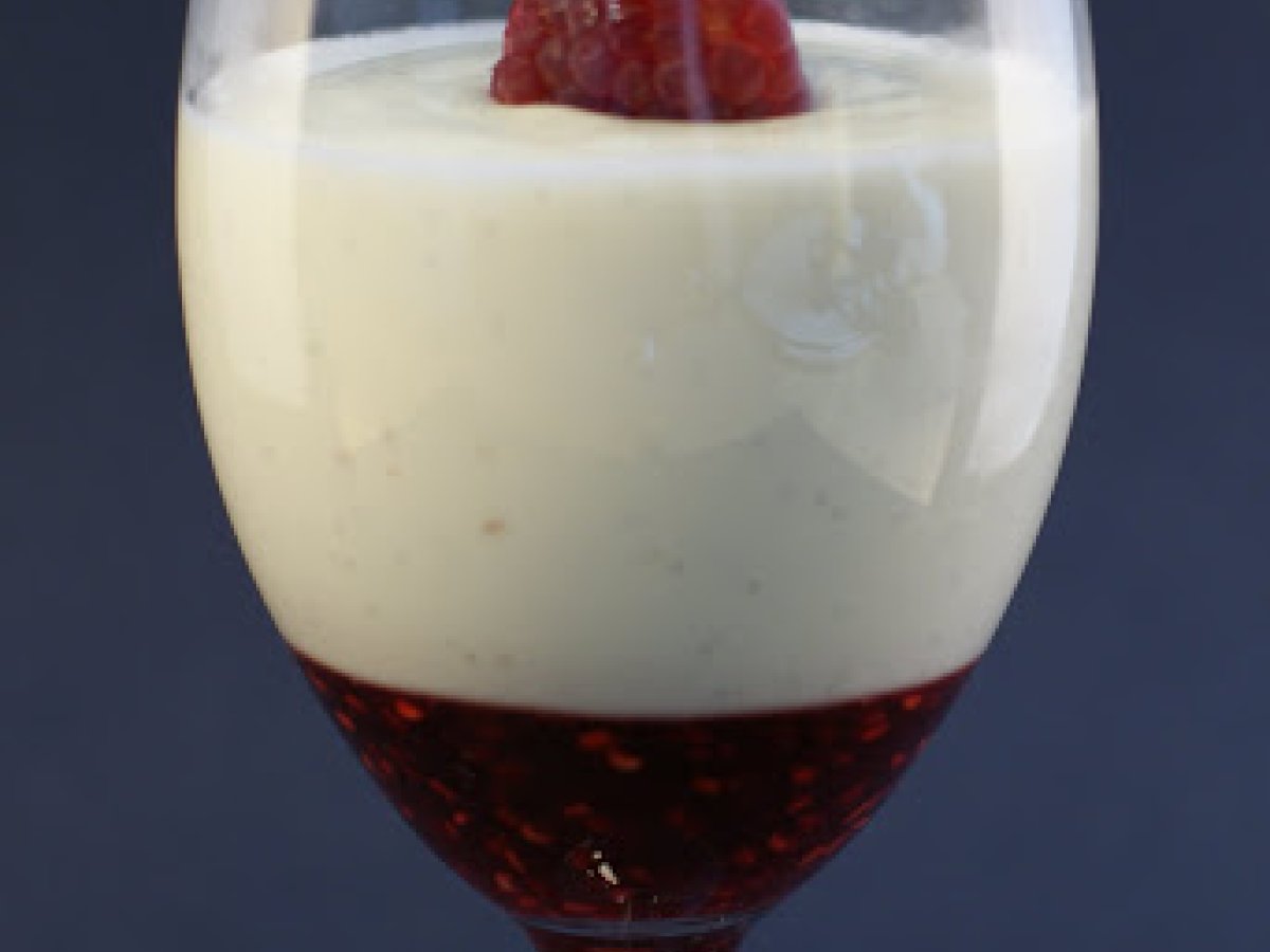 Vanilla Cream Cheese Panna Cotta w/Raspberry Sauce