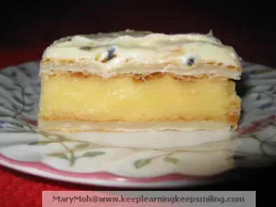 Vanilla Custard Slice With Passion Fruit Icing