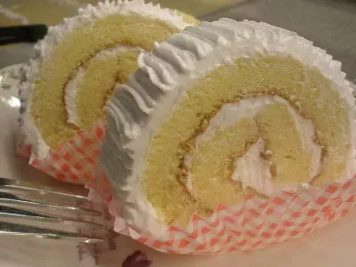 Soft Fluffy Mango Cream Swiss Roll Cake