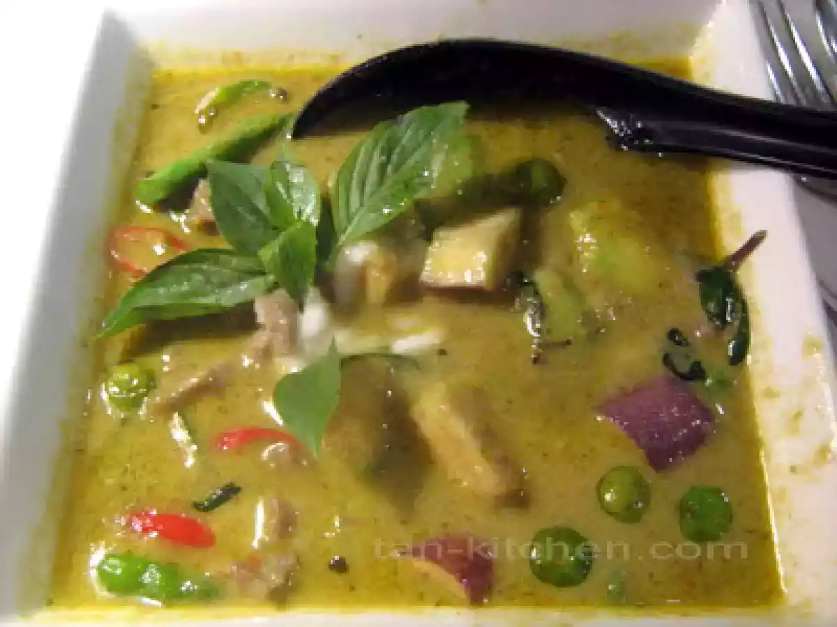 Varity of eggplants and beef green curry