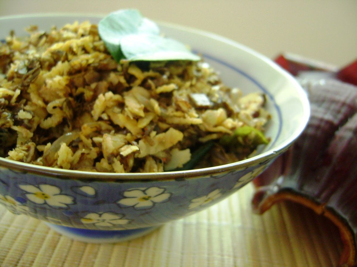 Vazha Koombu/Poovu Thoran (Banana Blossom stir fry)