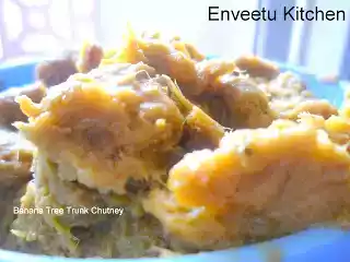 Banana tree trunk chutney recipe (vazhaithandu thogayal)