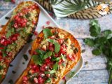 Vegan quinoa stuffed butternut squash with pomegranate, photo 1