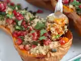 Vegan quinoa stuffed butternut squash with pomegranate, photo 3