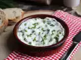 Vegan soy-based cheese with garlic and herbs, photo 1