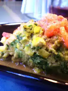 Vegan spinach cornbread stuffing with tomato piccata recipe