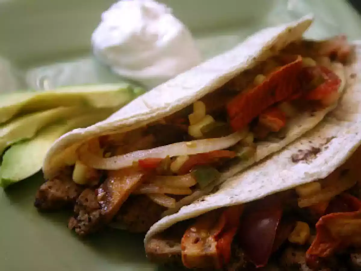 Vegan Steak Tacos with Grilled Lobster Mushroom, Heirloom Cherry Tomato and Corn Salsa