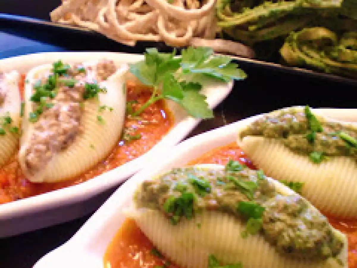 Vegan Stuffed Shells (plus Vegan Alfredo, Vegan Spinach Pesto and Veggie Marinara)