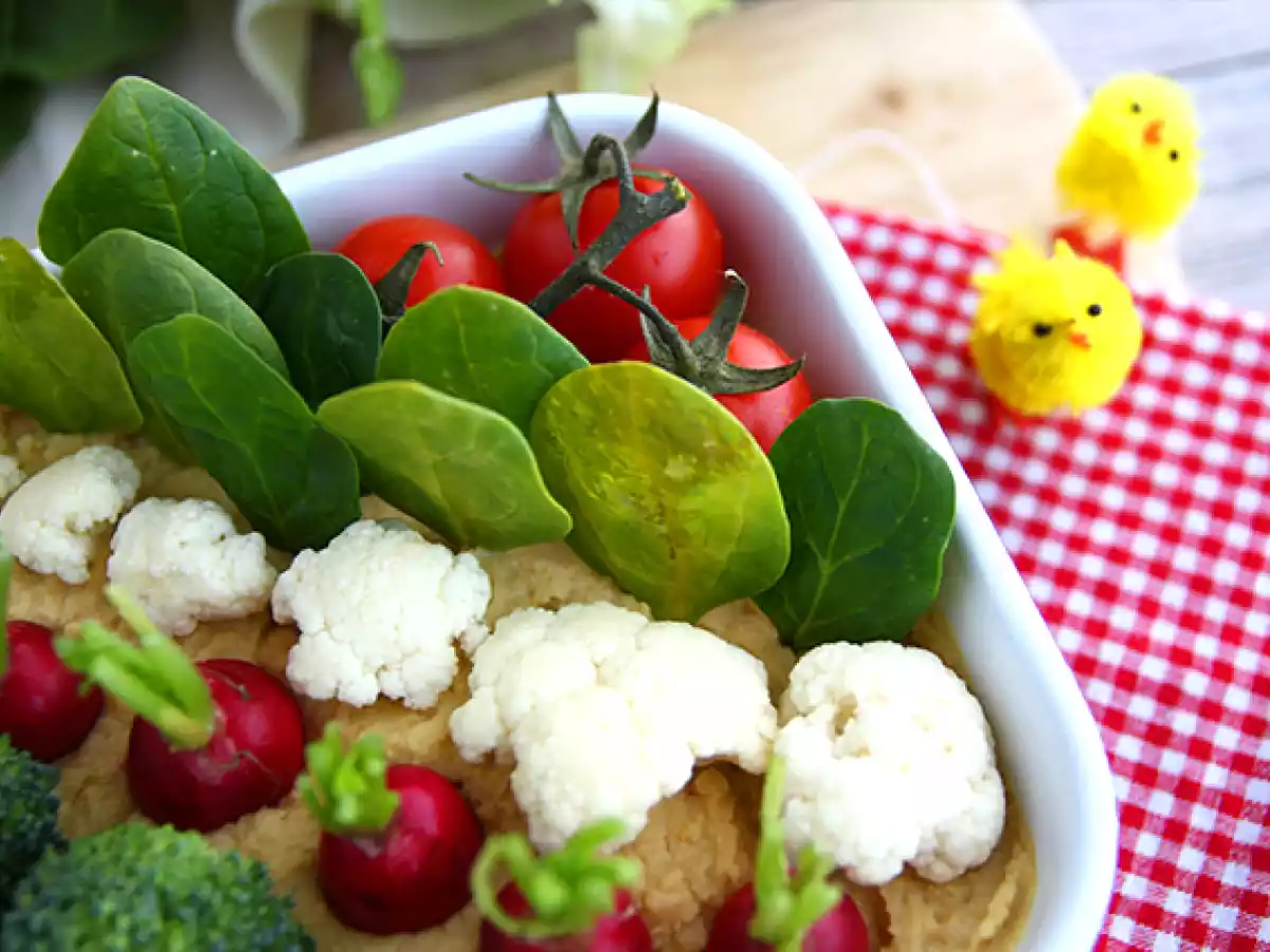 Vegetable garden for appetizers (hummus and baby vegetables) - photo 3