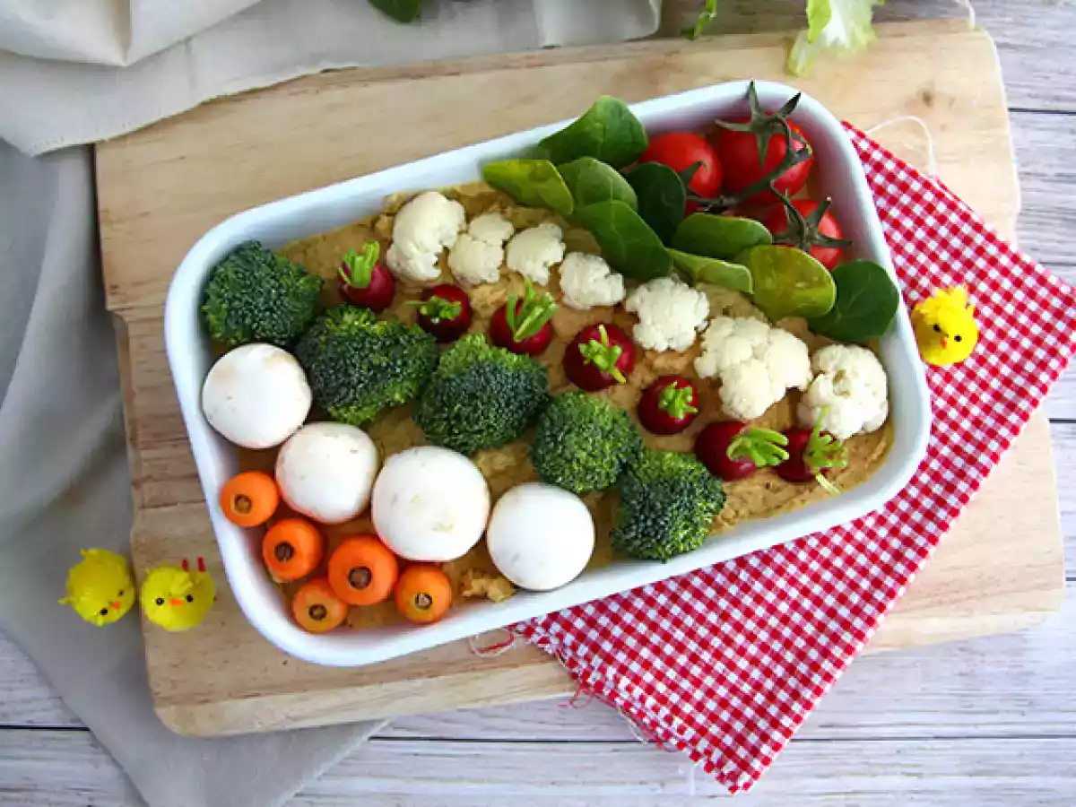 Vegetable garden for appetizers (hummus and baby vegetables) - photo 5