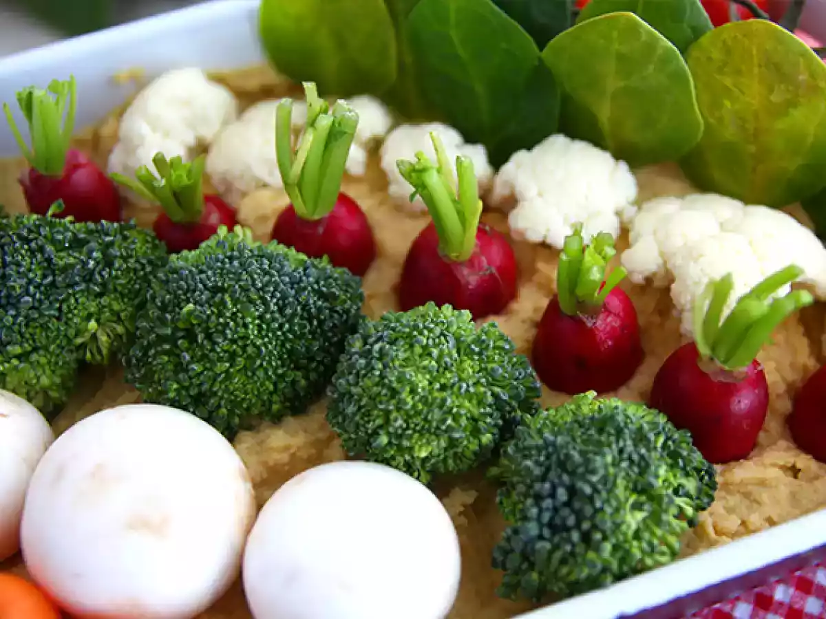 Vegetable garden for appetizers (hummus and baby vegetables) - photo 6
