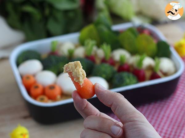 Vegetable garden for appetizers (hummus and baby vegetables) - photo 2