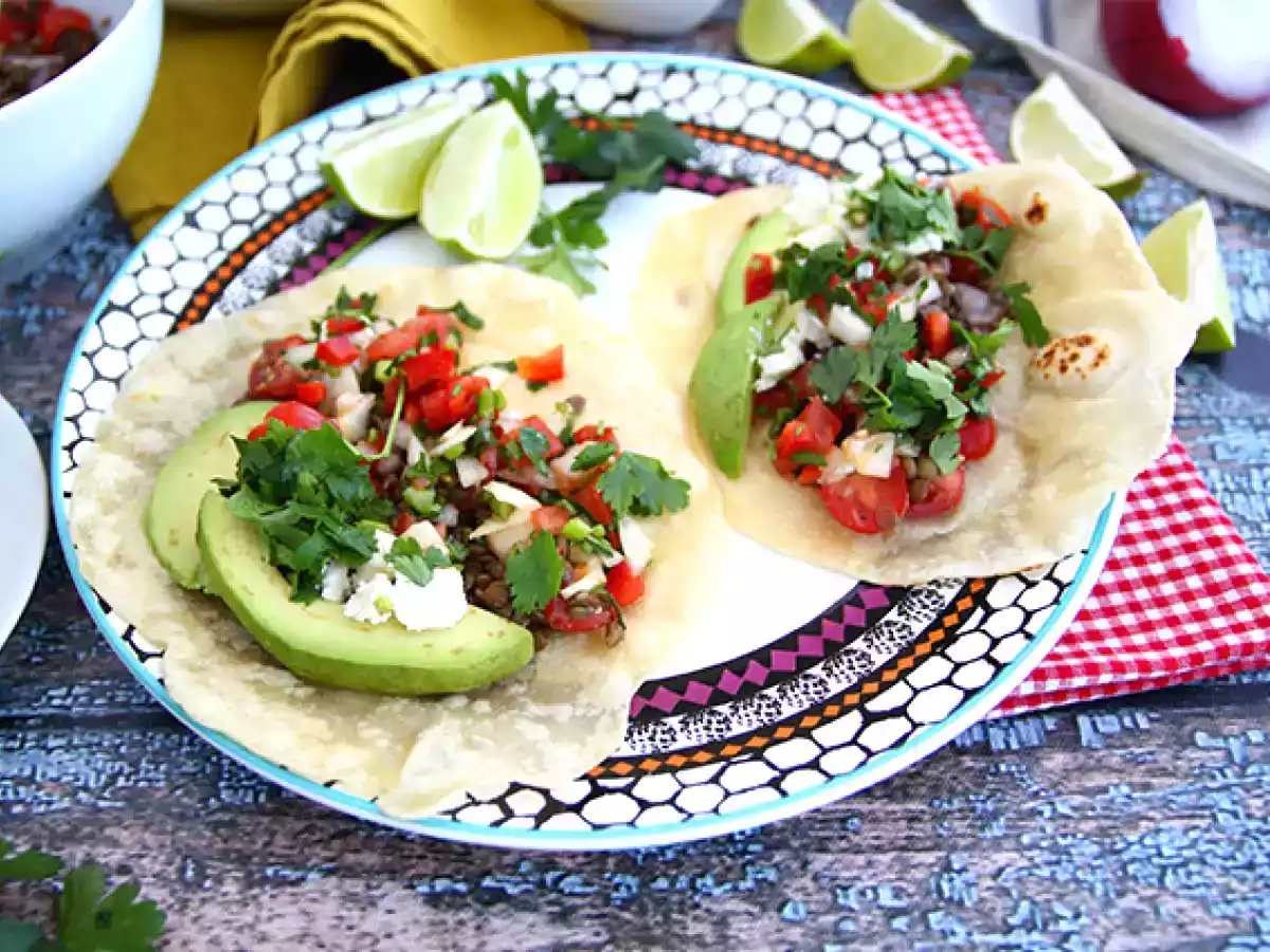 Vegetarian lentil tacos