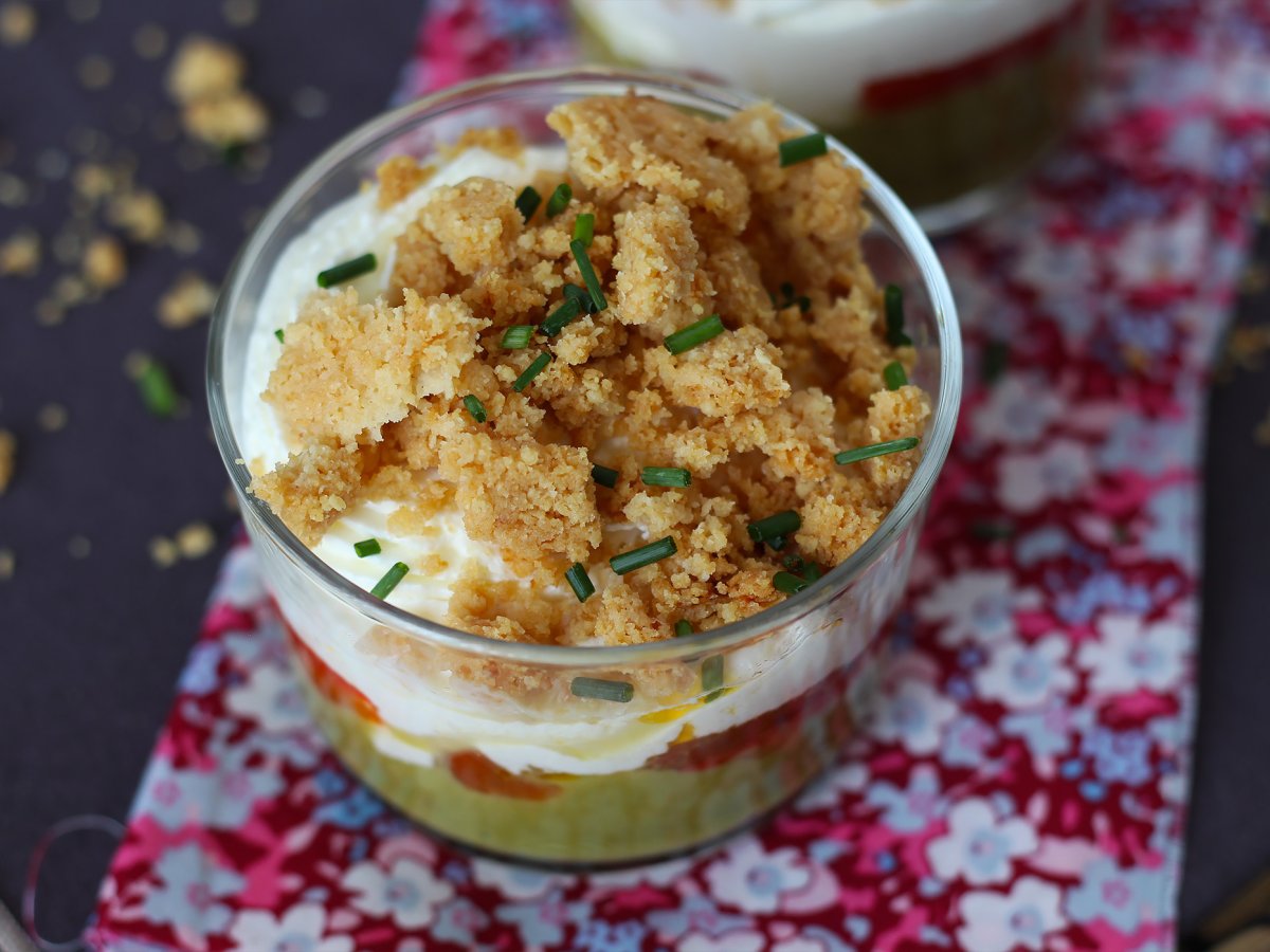 Vegetarian verrines: pea cream, parmesan crumble and mascarpone cream - photo 6