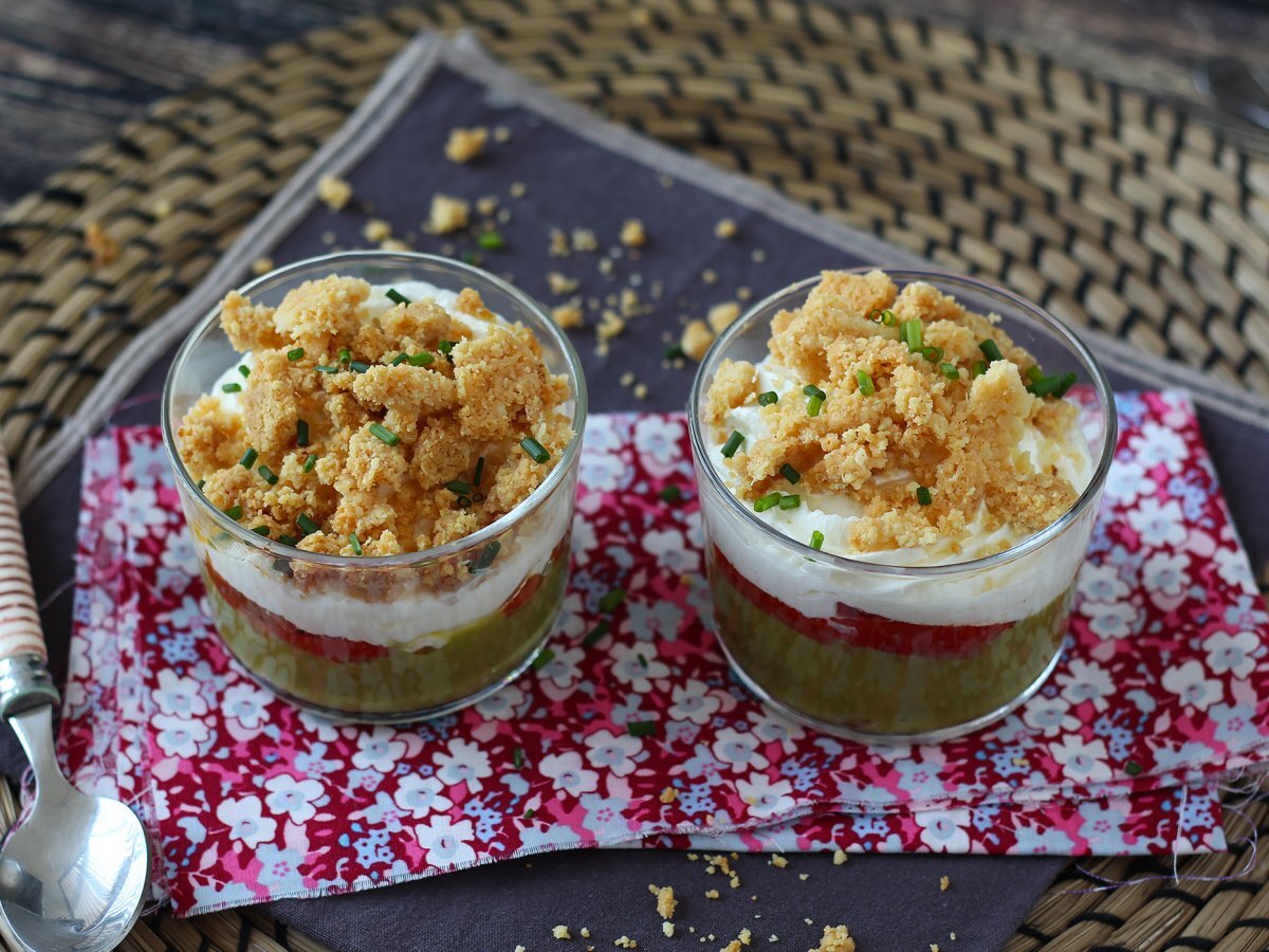 Vegetarian verrines: pea cream, parmesan crumble and mascarpone cream - photo 9