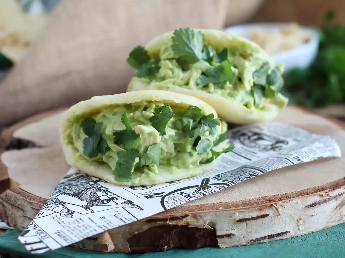 Venezuelan arepas with chicken and avocado - reina pepiada