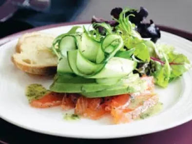 Vodka cured salmon salad with sweet mustard dressing