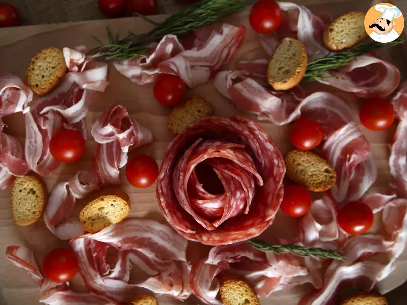 What do you put in a cold cut platter? Rose folding with salami!, photo 4