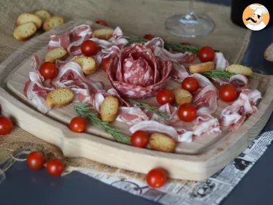 What do you put in a cold cut platter? Rose folding with salami!