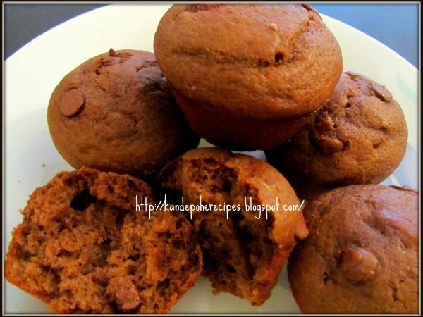 Wheat banana chocolate chip muffins