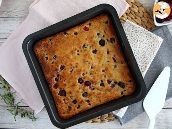 White chocolate blondie with red berries