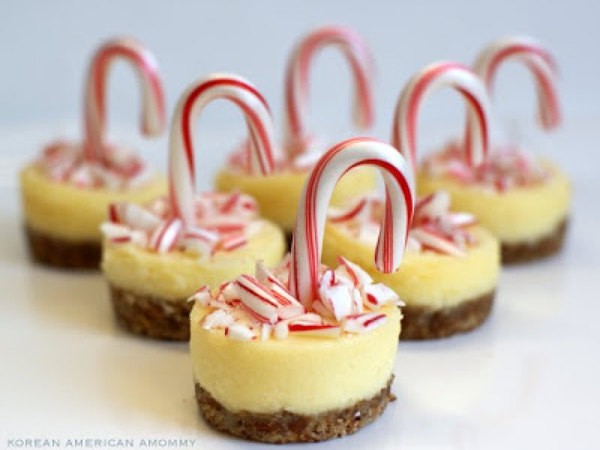 White Chocolate Peppermint Mini Cheesecakes